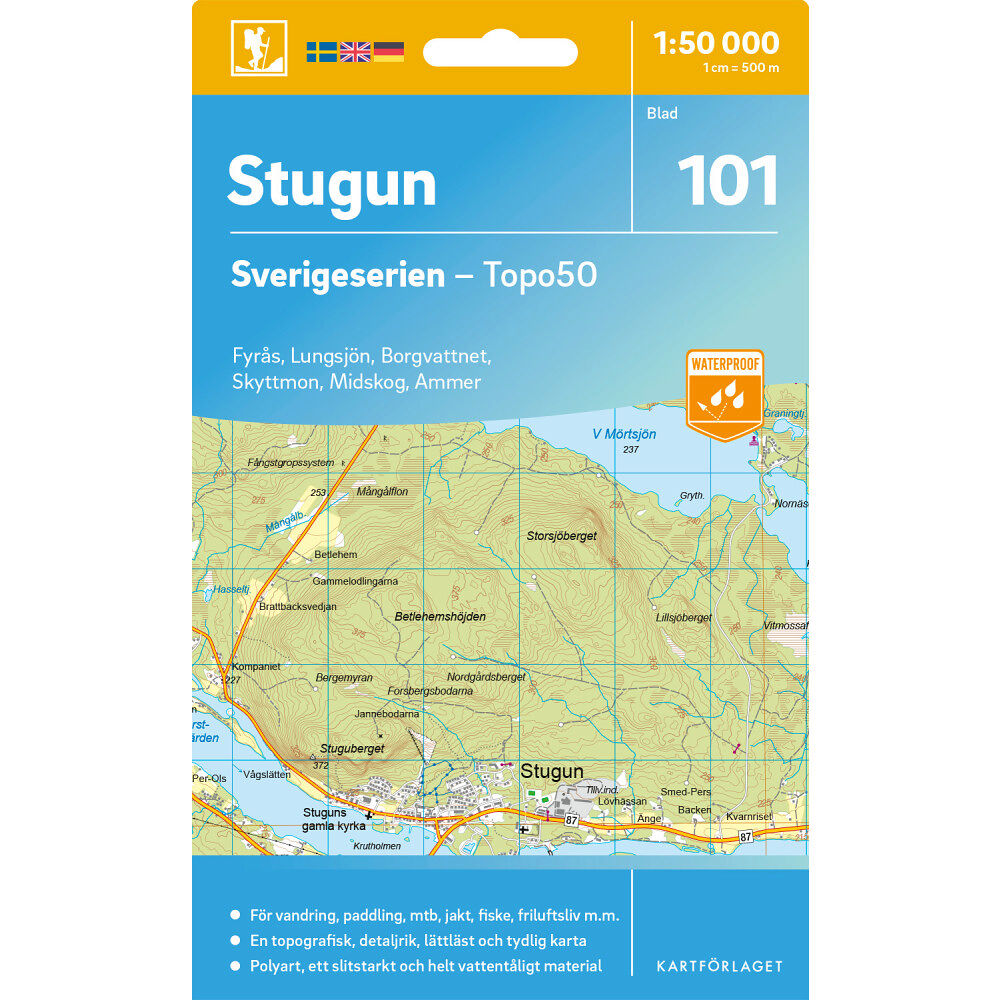 Kartförlaget 101 Stugun Sverigeserien Topo50