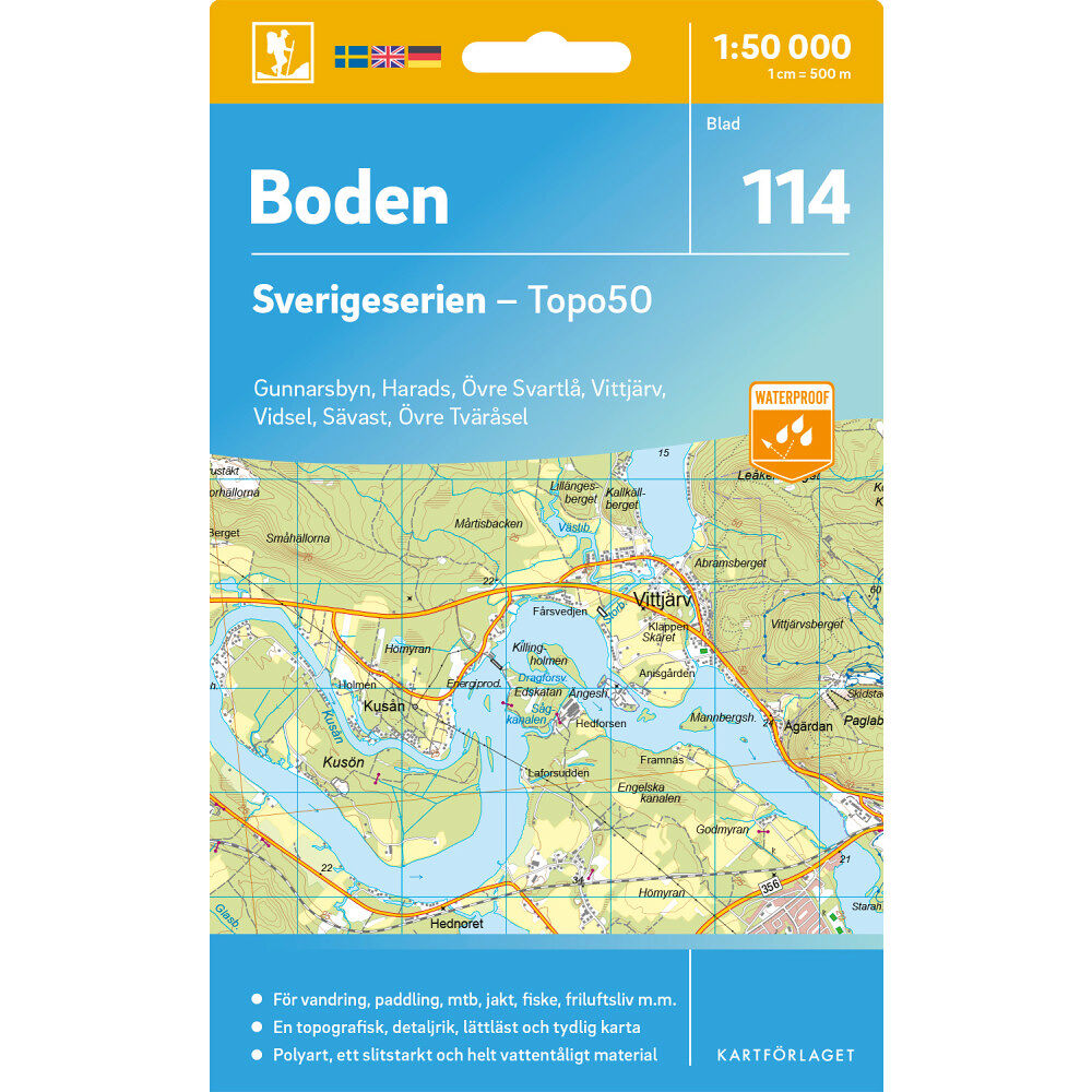 Kartförlaget 114 Boden Sverigeserien Topo50