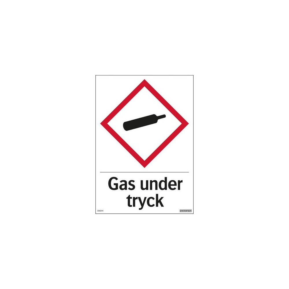 SYSTEMTEXT Skylt Gas under tryck 210x297mm