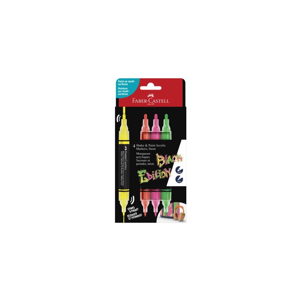 FABER-CASTELL Fiberpenna shake&Paint neon 4/fp