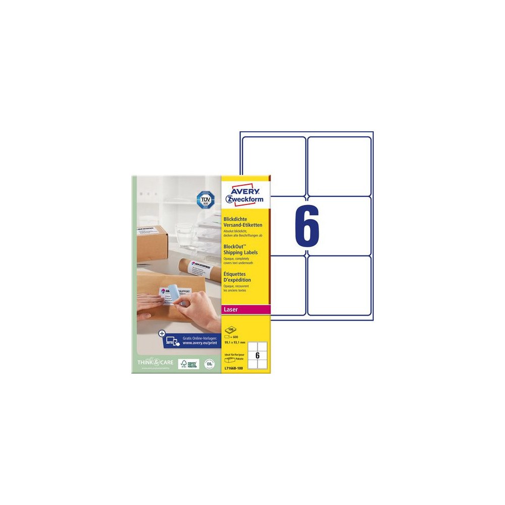 AVERY Etikett AVERY 99,1x93,1mm 600/fp