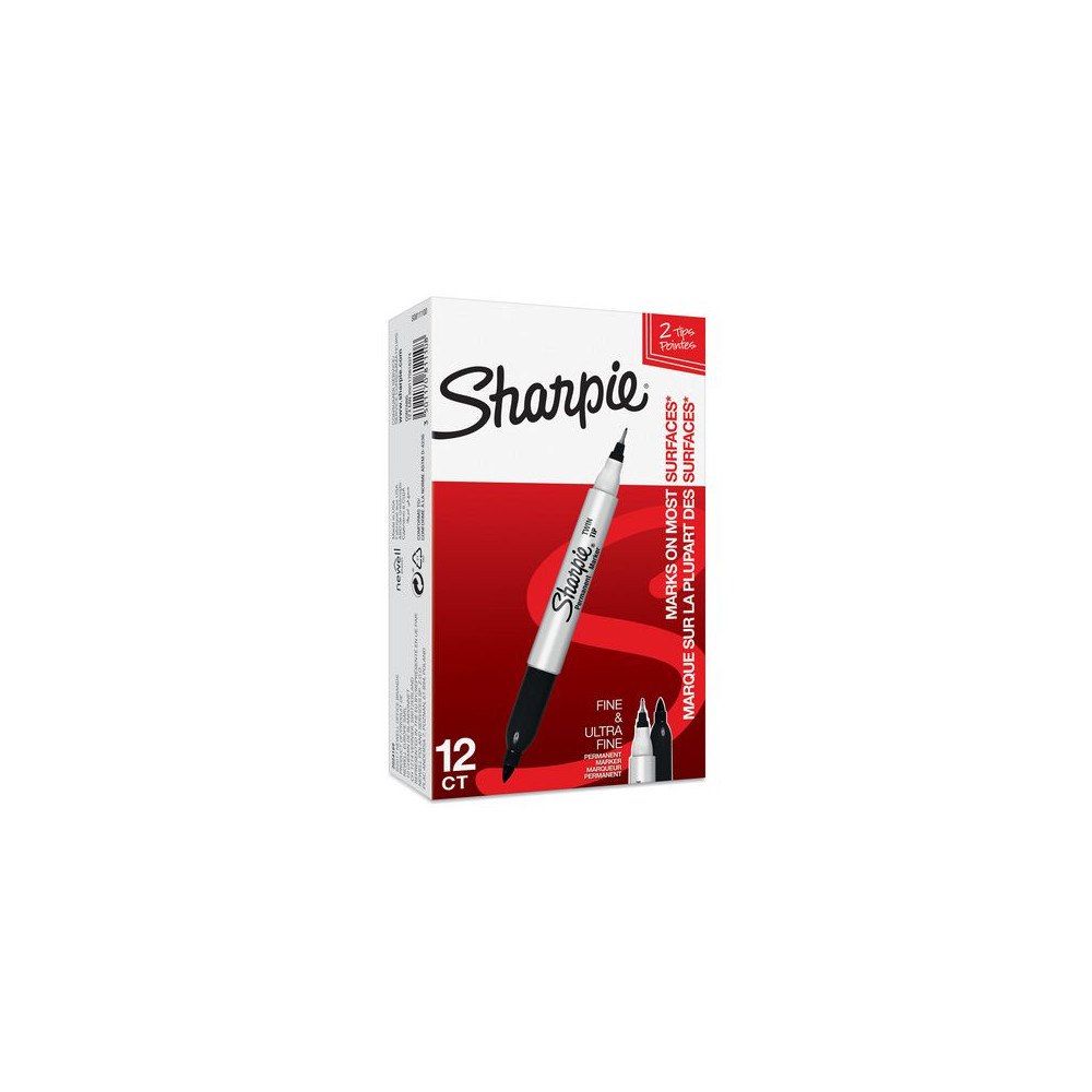 Sharpie Märkpenna SHARPIE Twin Tip svart 12/fp