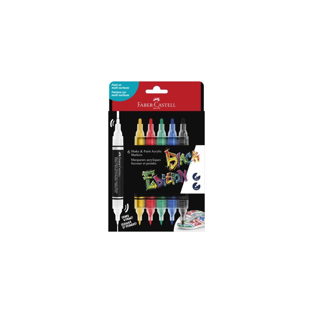 FABER-CASTELL Fiberpenna shake&Paint metallic 6/fp