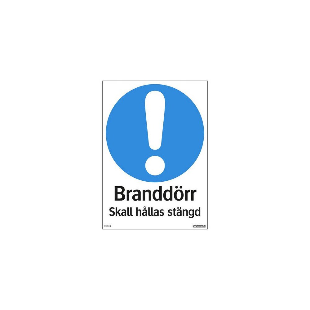 SYSTEMTEXT Skylt Branddörr stängd 210x297mm