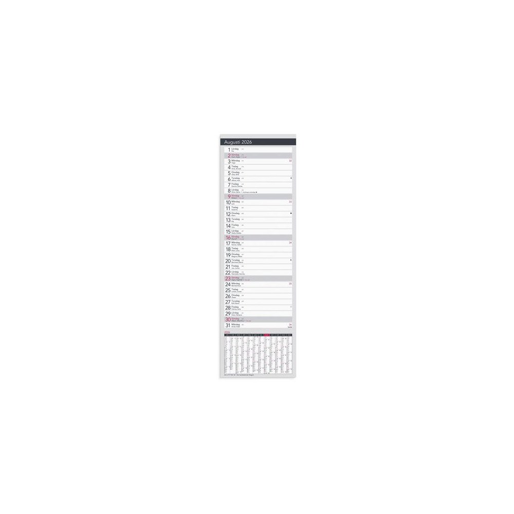Burde Stor Bordskalender Elegant 2026