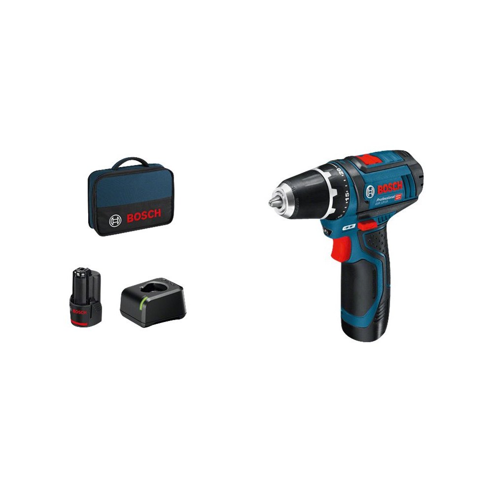 Bosch Bosch GSR 12V-15 Professional - borr/drivare - sladdlös - 2 hastigheter - 2 batterier