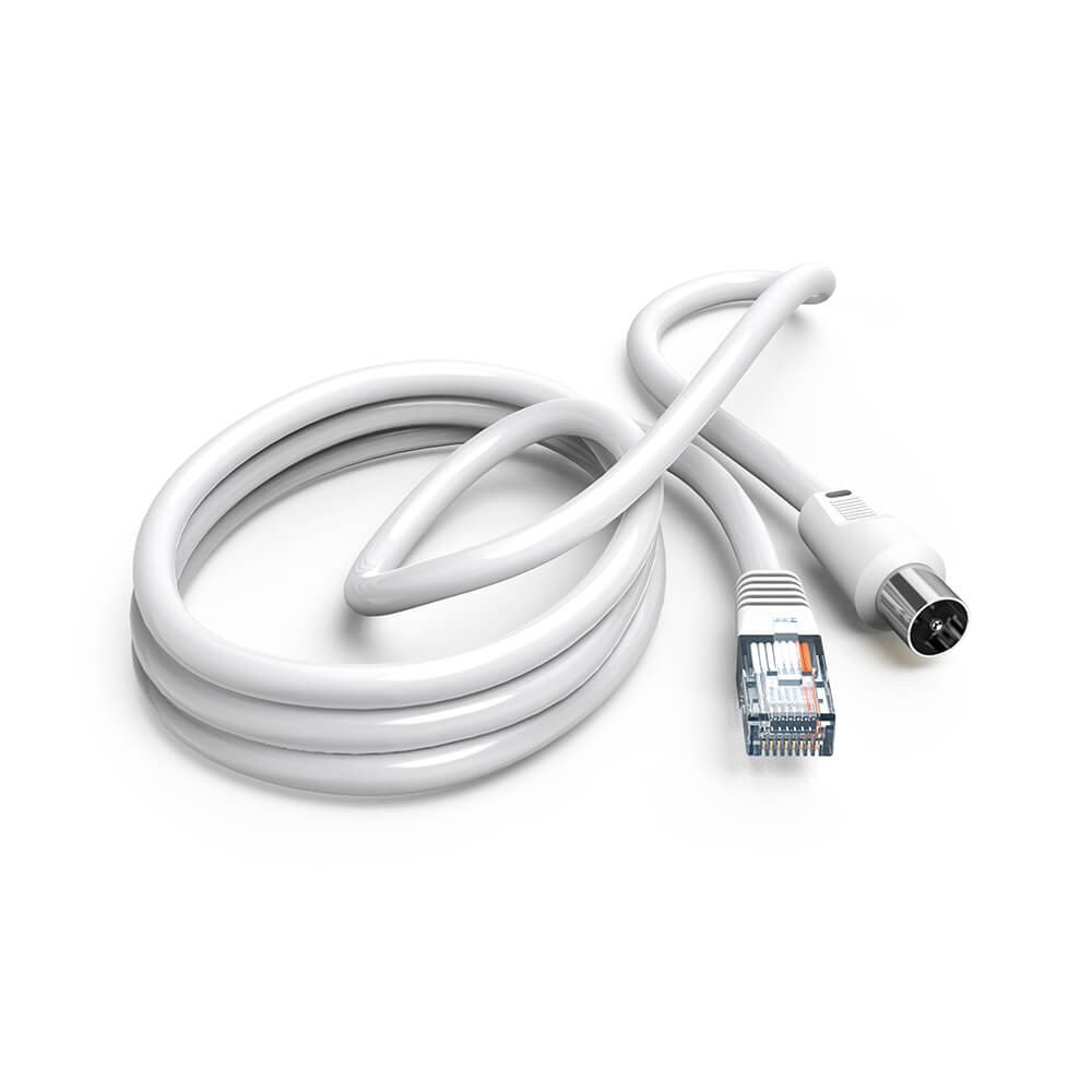 Hama Cable Antenna 75dB Coax Plug to RJ45 Plug White 2.5m (Skadad)