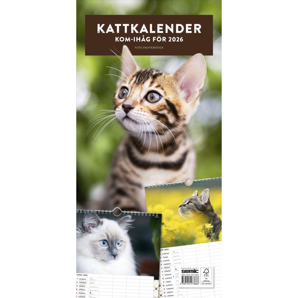 Bokförlaget Semic Kattkalender 2026 (bok, spiral)