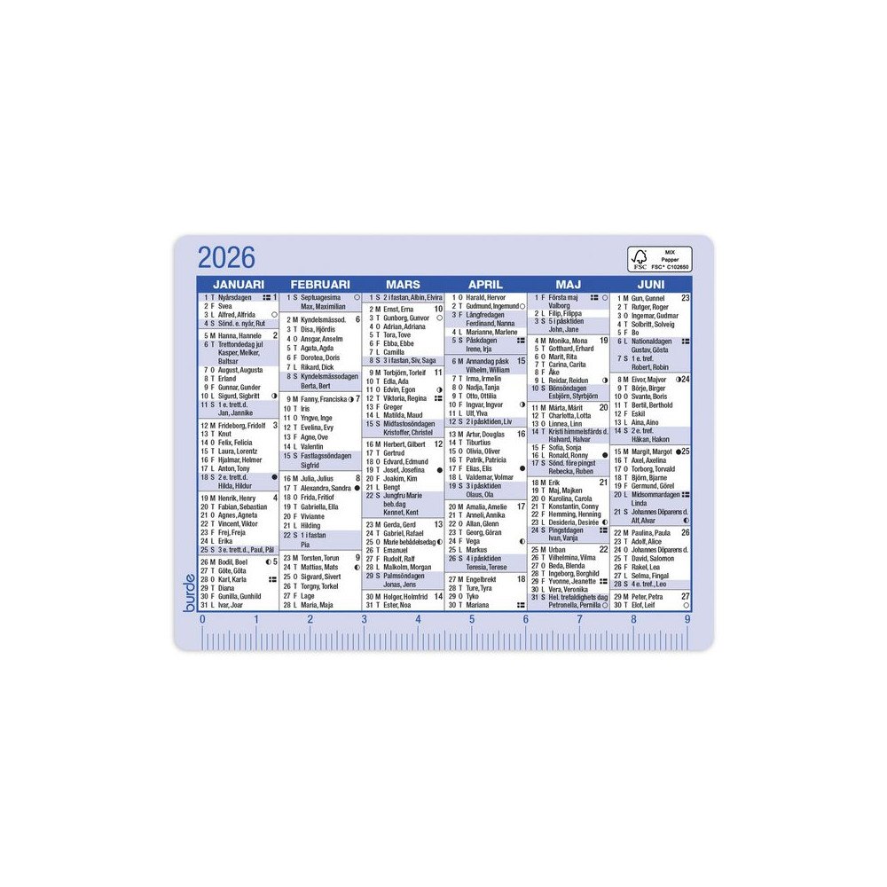 Burde Kalenderkort 2026