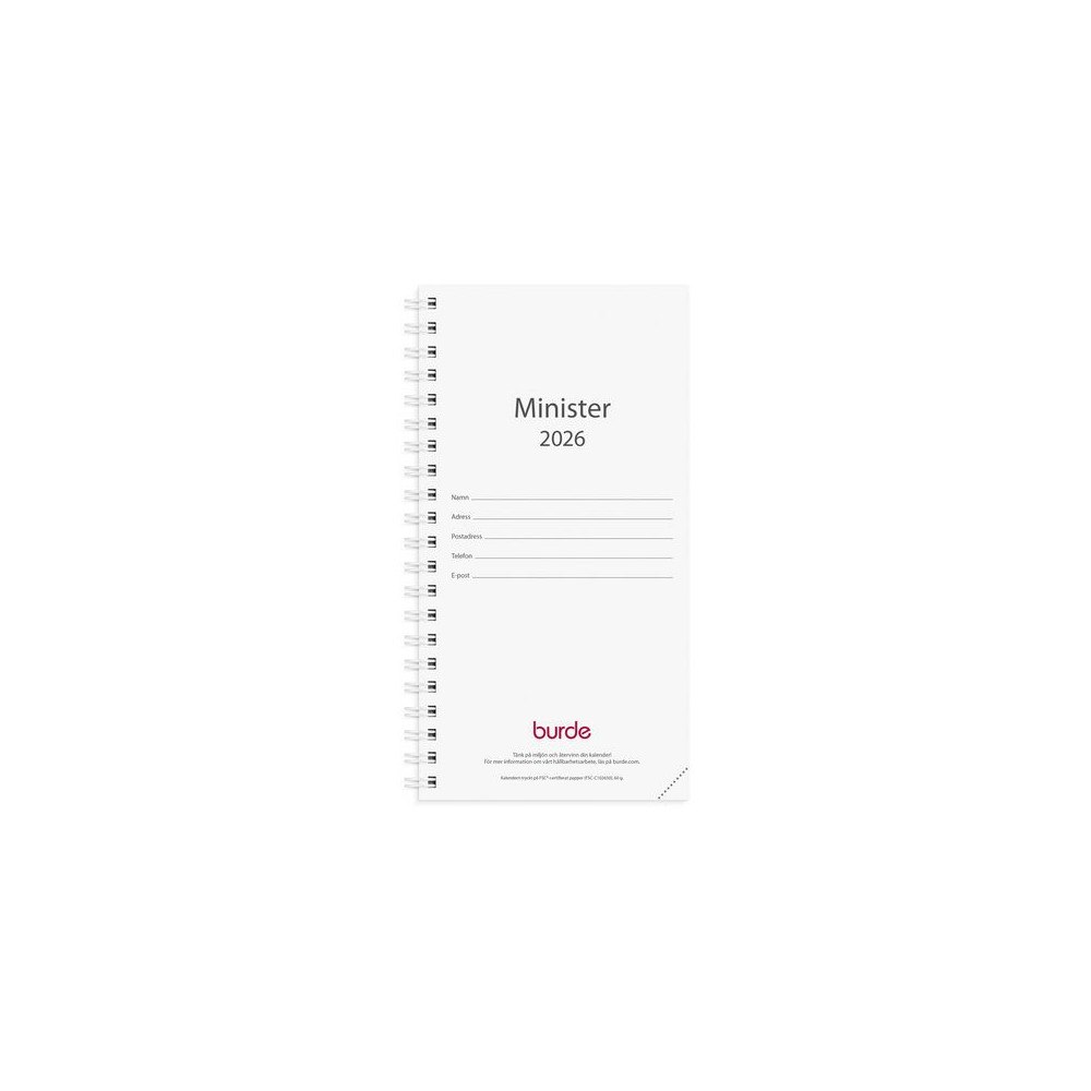 Burde Kalender Minister refill 2026