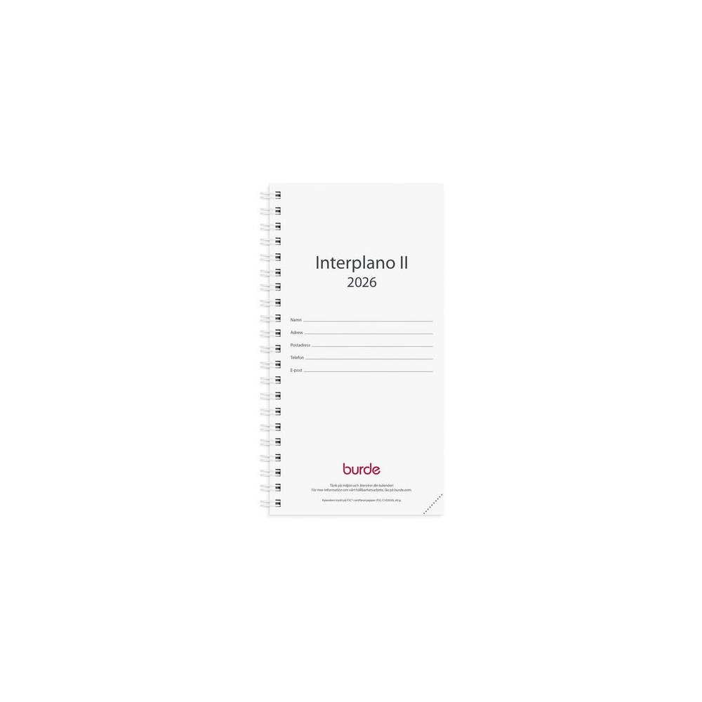 Burde Kalender Interplano II refill 2026