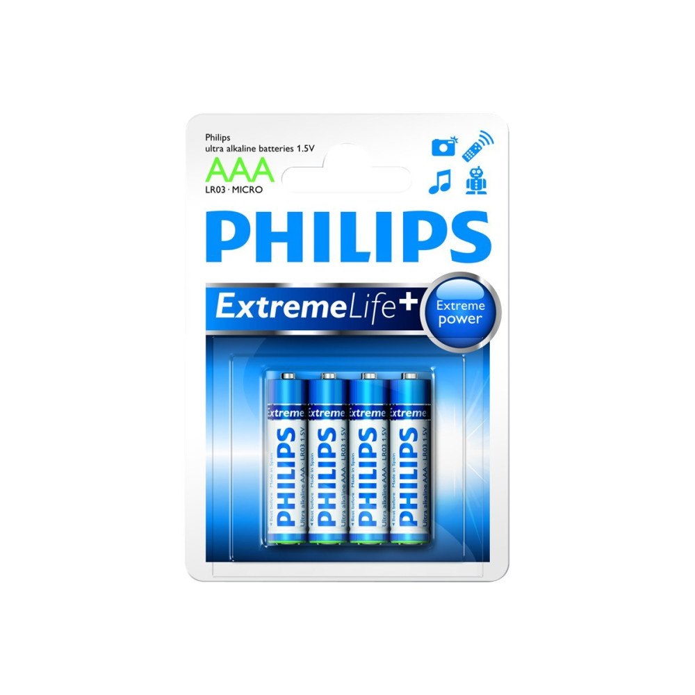 Philips Philips ExtremeLife+ LR03E4B batteri - 4 x AAA - alkaliskt