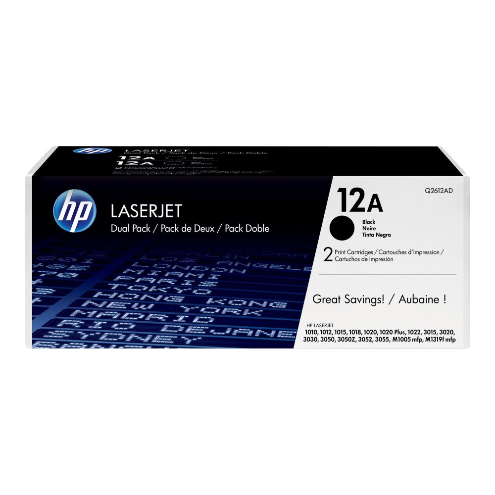 Hewlett-Packard HP 12A - 2-pack - svart - original - LaserJet - tonerkassett (Q2612AD)