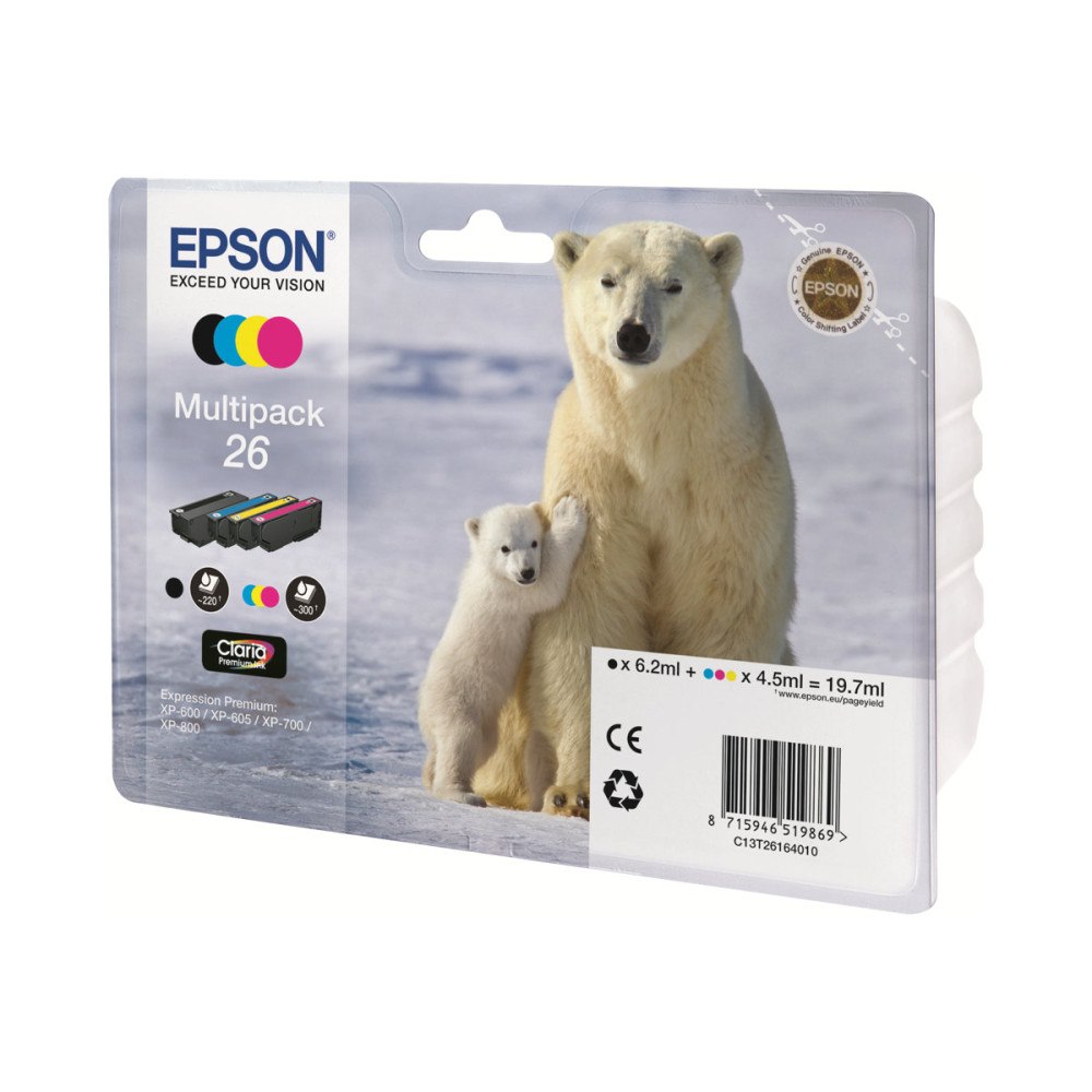 EPSON Epson 26 Multipack - 4-pack - svart, gul, cyan, magenta - original - bläckpatron