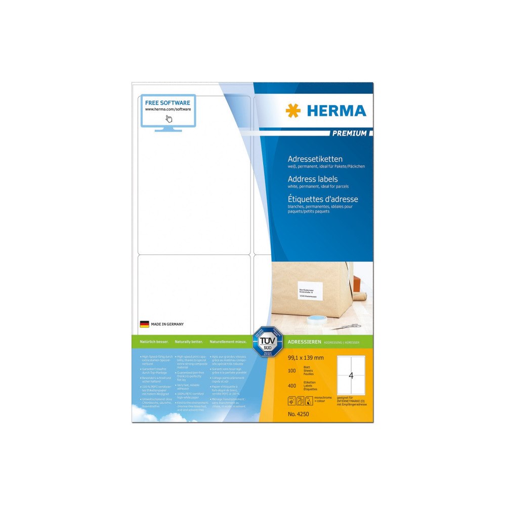 HERMA HERMA Premium - laminerade adressetiketter - matt - 400 etikett (er) - 99.1 x 139 mm