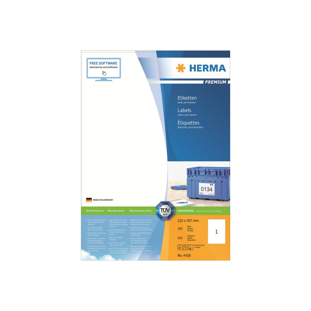 HERMA HERMA Premium - laminerade etiketter - matt - 100 etikett (er) - A4