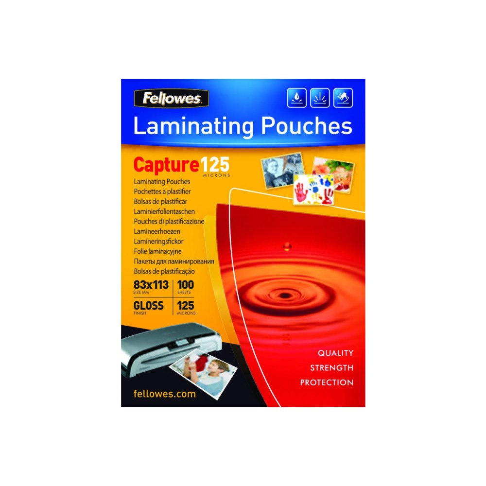 FELLOWES Fellowes Laminating Pouches Capture 125 micron - 100 - 83 x 113 mm - lamineringsfickor