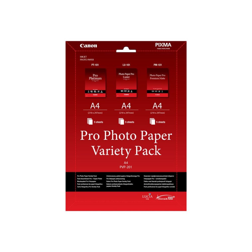 CANON Canon Pro Variety Pack PVP-201 - set med fotopapper - 15 ark - A4