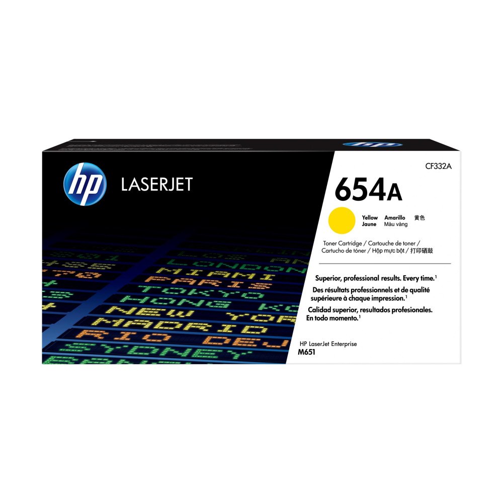 Hewlett-Packard HP 654A - gul - original - LaserJet - tonerkassett (CF332A)
