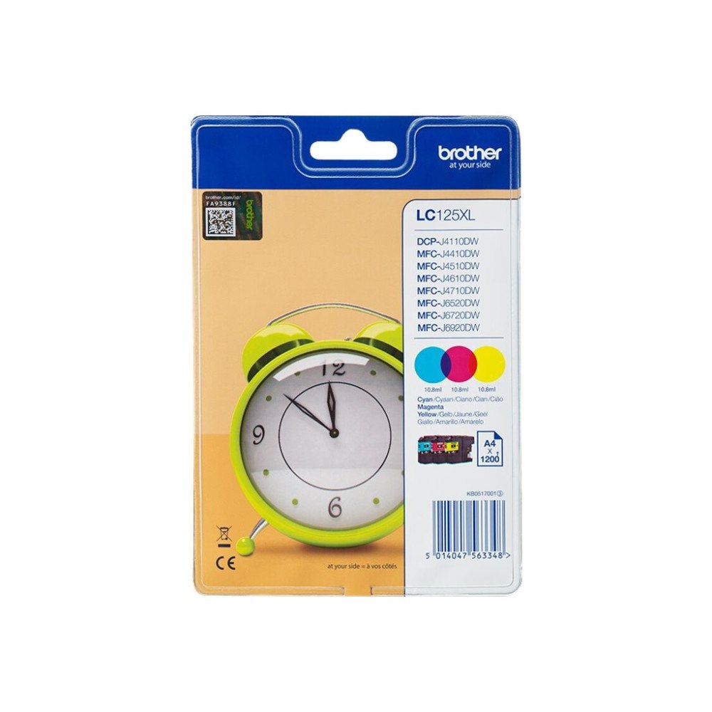 Brother Brother LC125XL Rainbow Pack - hög kapacitet - gul, cyan, magenta - original - bläckpatron