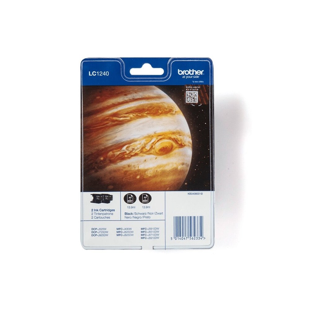 Brother Brother LC1240BKBP2 - 2-pack - svart - original - bläckpatron