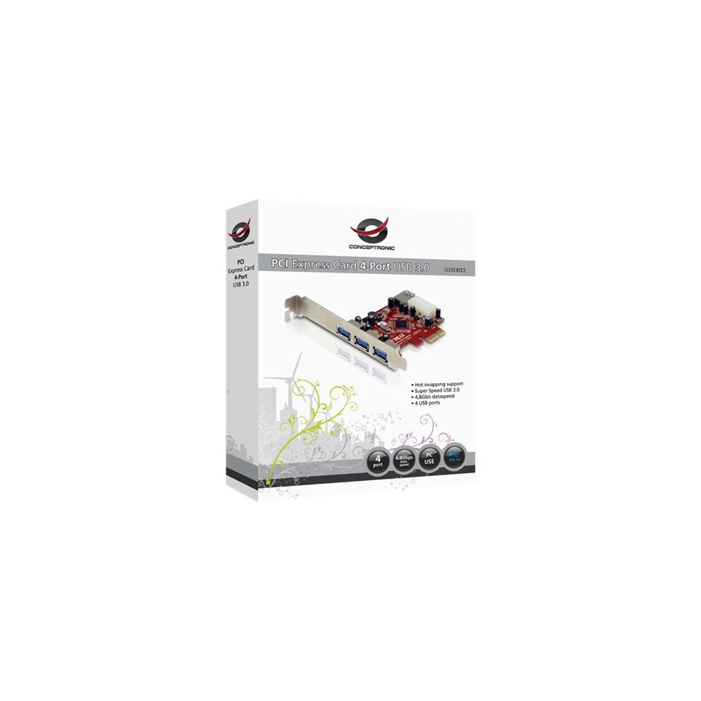 Conceptronic Conceptronic C4USB3EXI - USB-adapter - PCIe - 4 portar