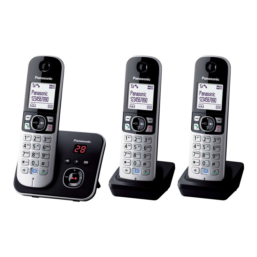 Panasonic Panasonic KX-TG6823 - trådlös telefon - svarssysten med nummerpresentation + 2 extra handuppsättningar
