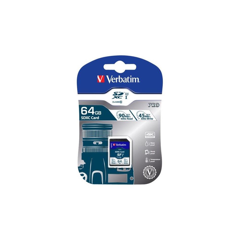 VERBATIM Verbatim PRO - flash-minneskort - 64 GB - SDXC UHS-I