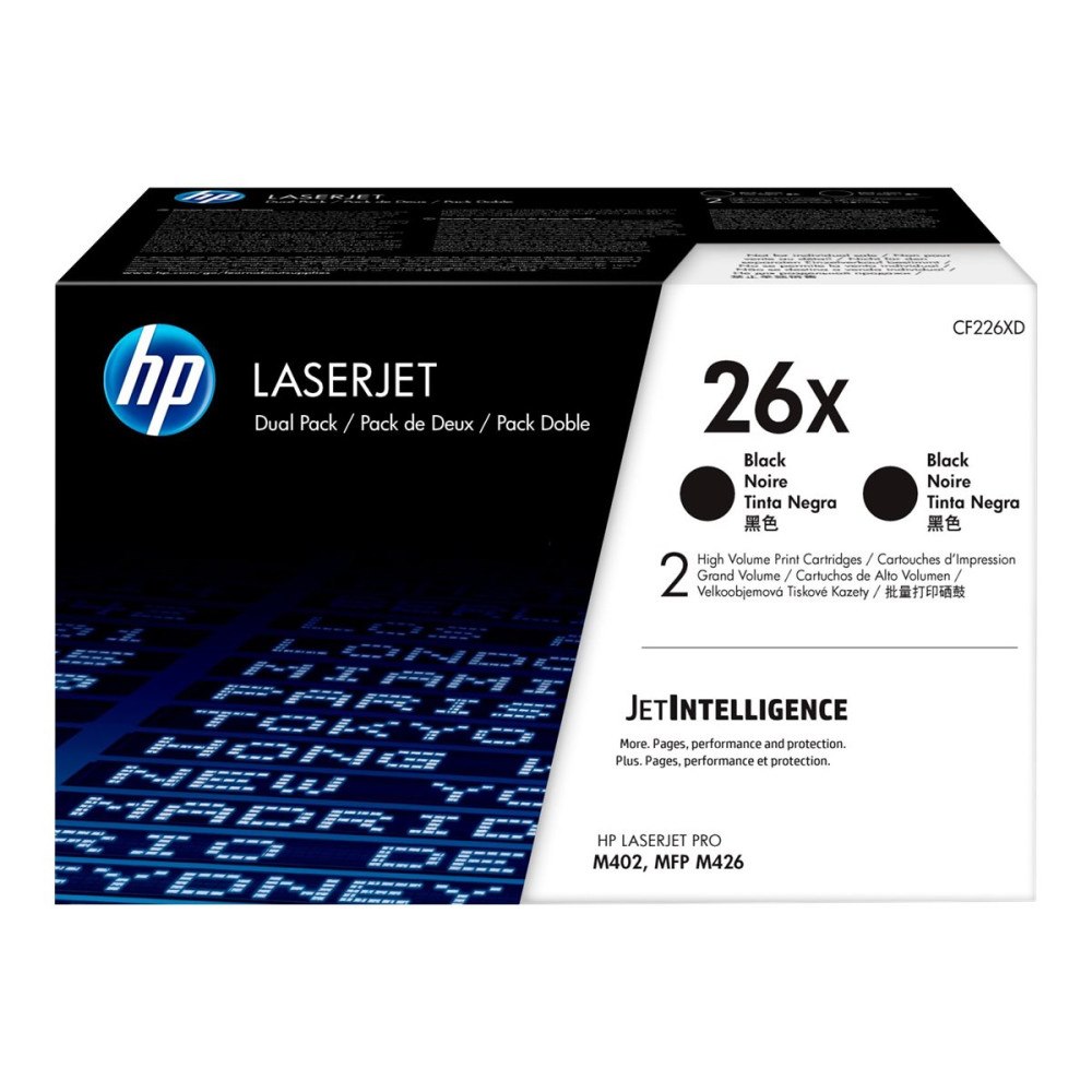 Hewlett-Packard HP 26X - 2-pack - Lång livslängd - svart - original - LaserJet - tonerkassett (CF226XD)