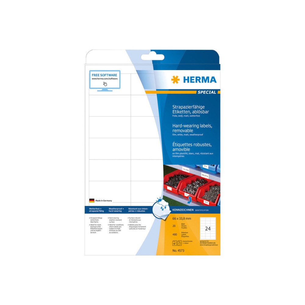 HERMA HERMA Special - filmetiketter - matt - 480 etikett (er) - 66 x 33.8 mm