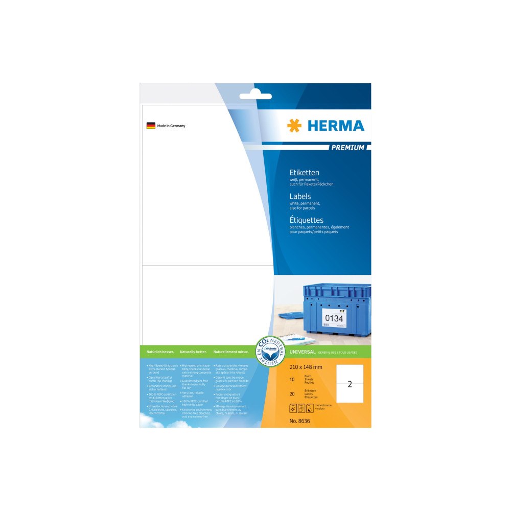 HERMA HERMA Premium - laminerade adressetiketter - matt - 20 etikett (er) - 210 x 148 mm