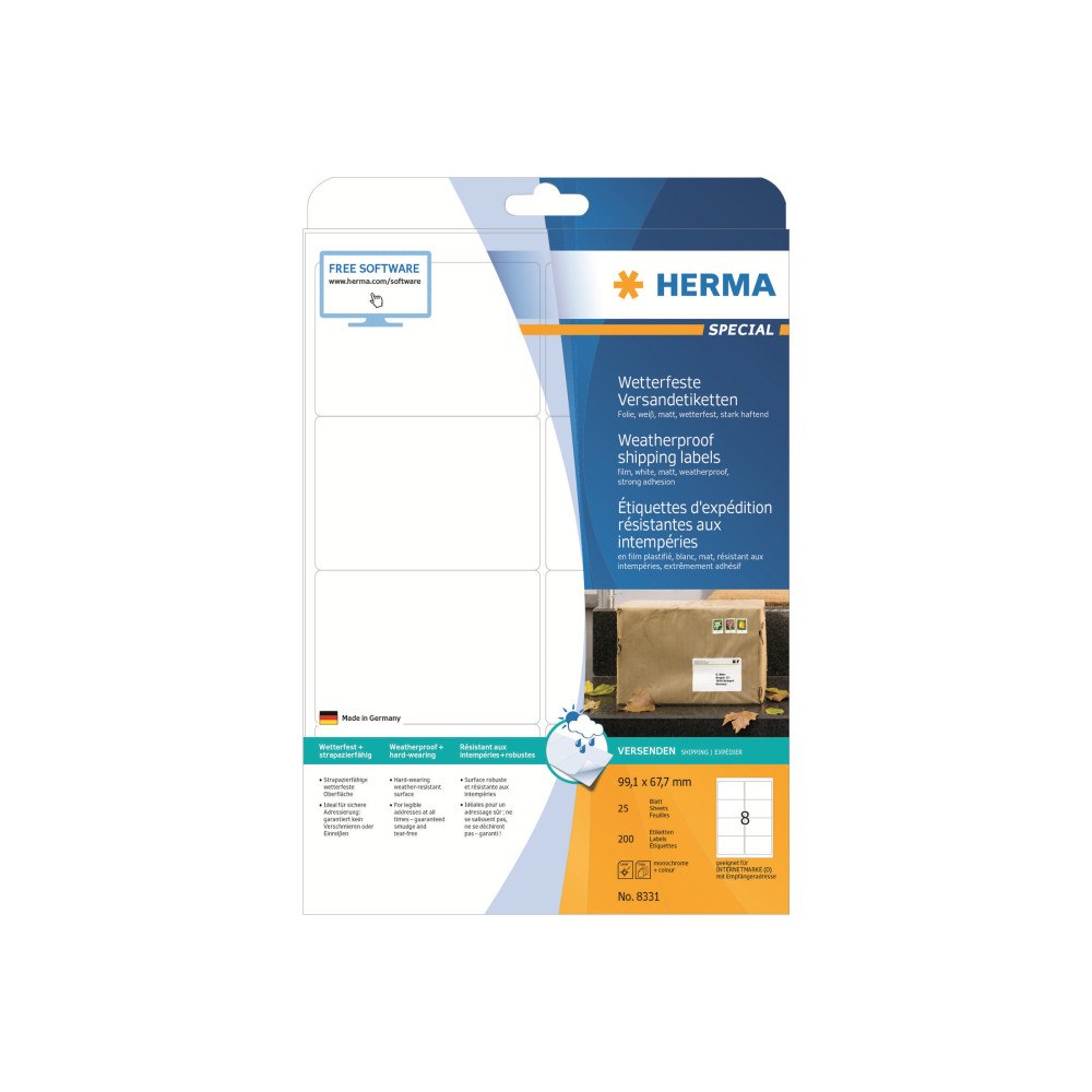 HERMA HERMA Special - fraktfilm etiketter - matt - 200 etikett (er) - 99.1 x 67.7 mm