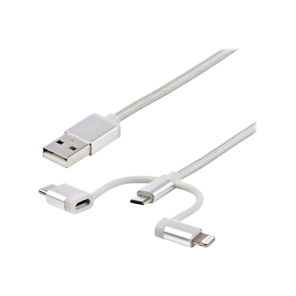 StarTech.com StarTech.com 1 m USB-multiladdningskabel - USB till Micro-USB eller USB-C eller Lightning för iPhone/ iPad/iPod/Android...