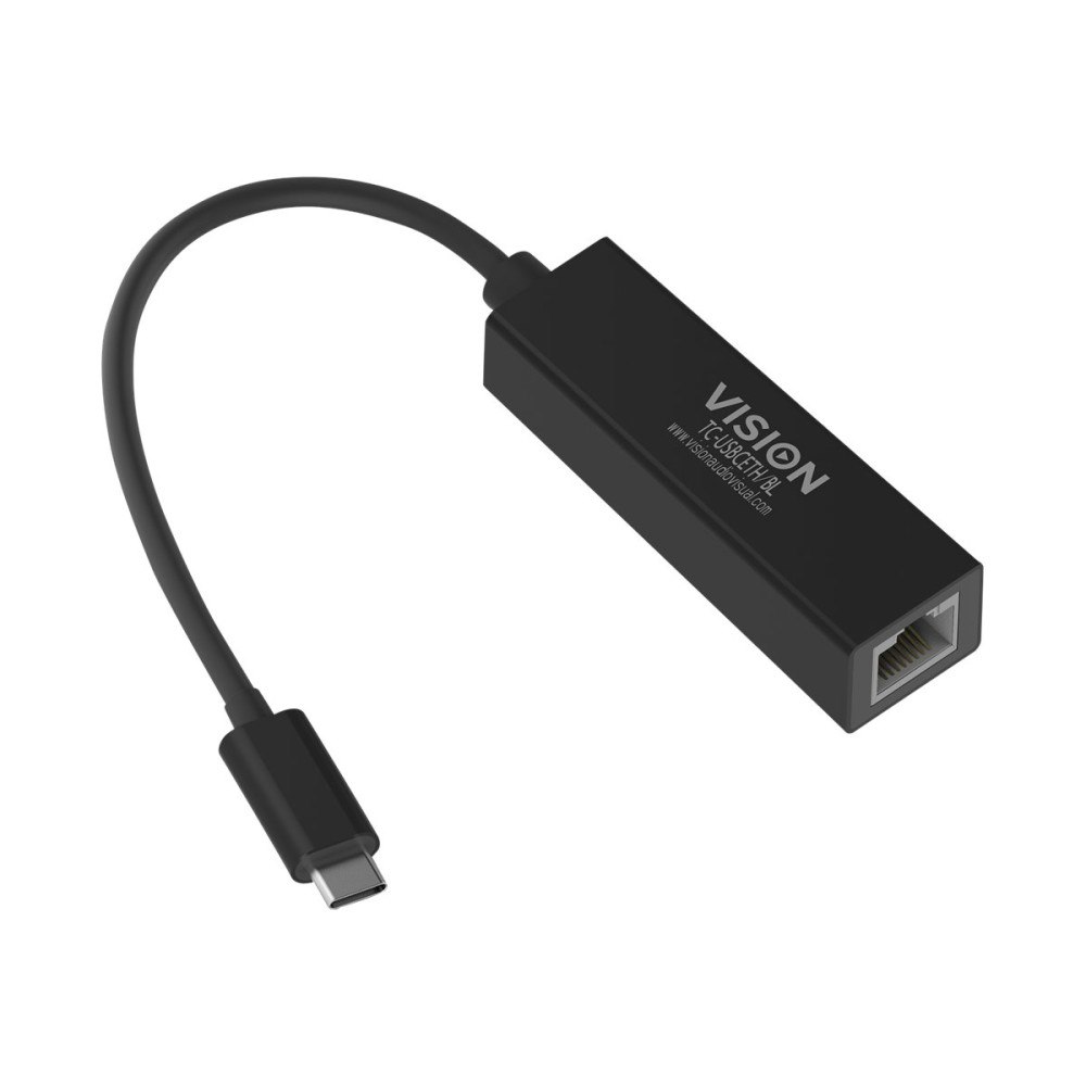 Vision Vision TC-USBCETH/BL - nätverksadapter - USB-C 3.1 - Gigabit Ethernet x 1