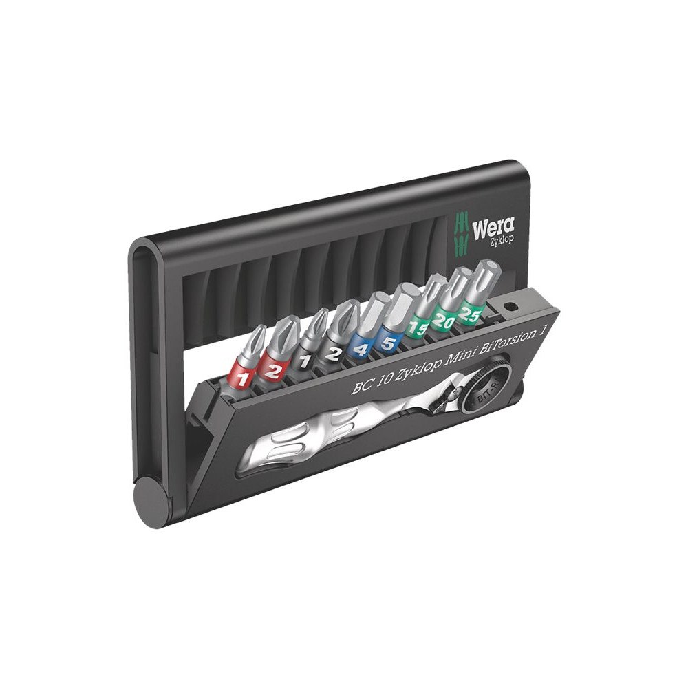 WERA WERK Wera Bit-Check 10 Zyklop Mini 1 - skruvmejsel med spärrfunktion och bitsats - 10 delar