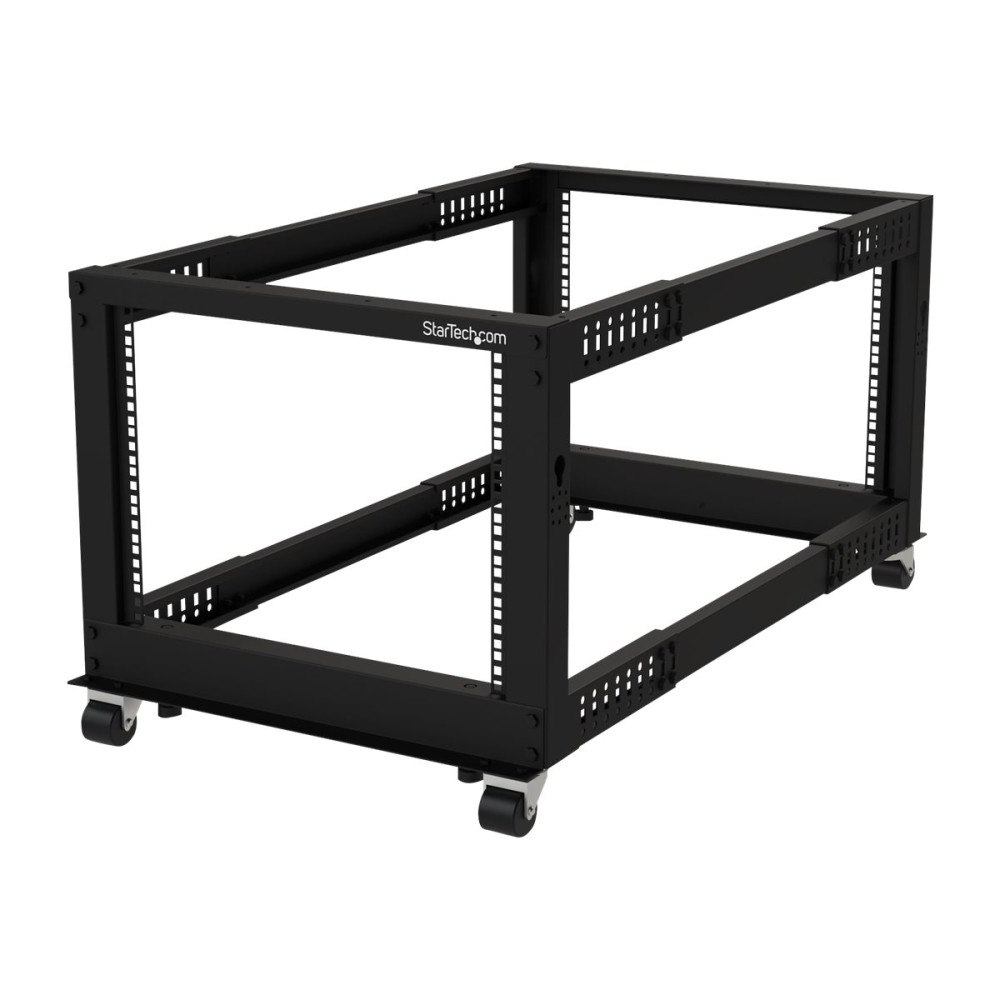 StarTech.com StarTech.com 8U 19" Open Frame Server Rack, 4 Post Adjustable Depth 23-41" Mobile, Free Standing Rolling Network/Compute...