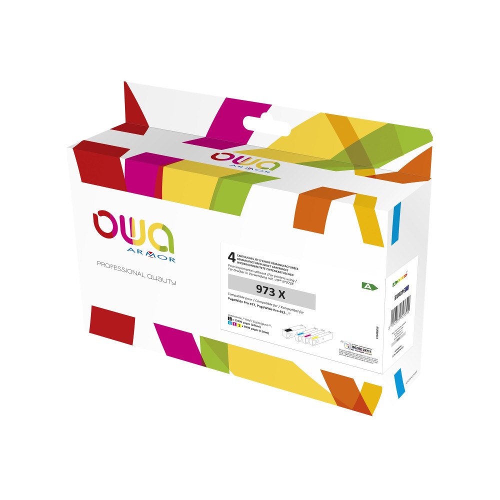 Armor OWA - 4-pack - svart, gul, cyan, magenta - kompatibel - återanvänd - bläckpatron (alternativ för: HP 973X)