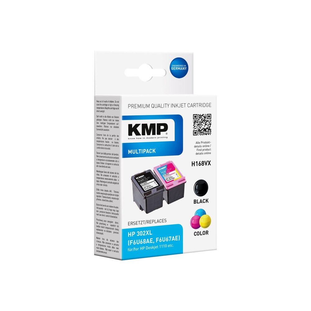 KMP KMP MULTIPACK H168VX - 2-pack - svart, färg (cyan, magenta, gul) - kompatibel - bläckpatron (alternativ för: HP 302XL, H...