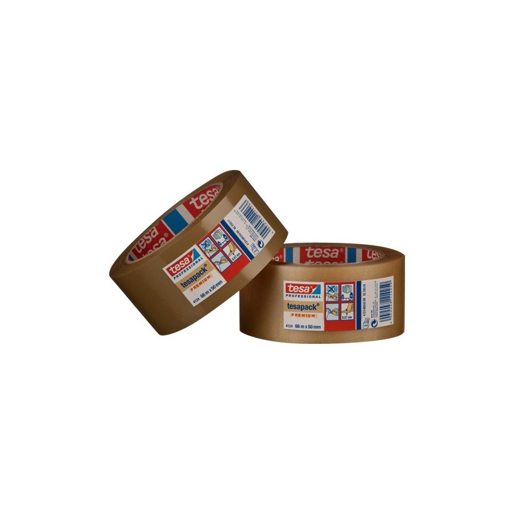 Beiersdorf Tesapack Premium 4124 förpackningstejp - 50 mm x 66 m - brun