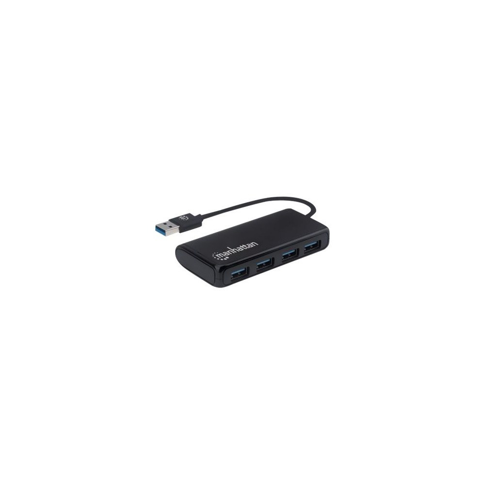 Manhattan Manhattan USB-A 4-Port Hub, 4x USB-A Ports, 5 Gbps (USB 3.2 Gen1 aka USB 3.0), Bus Power, SuperSpeed USB, Black, Three Y...