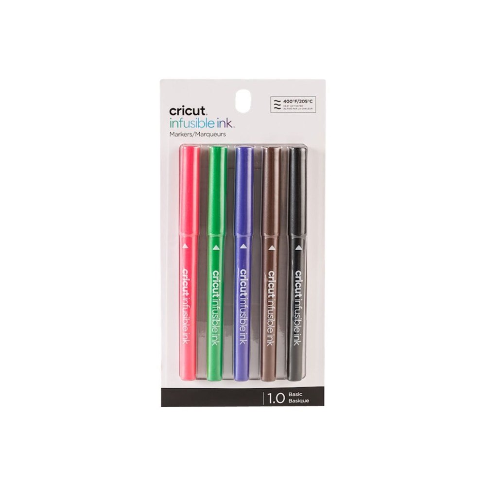 Cricut Cricut Infusible Ink Basics - markering - svart, purpurrött, ultraviolett, ljusgrön, tawny (paket om 5)