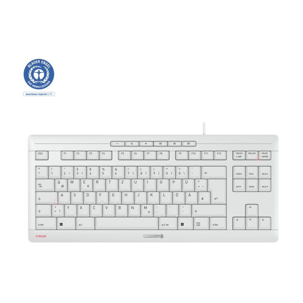 CHERRY CHERRY STREAM KEYBOARD TKL - tangentbord - QWERTZ - tysk - grå, vit Inmatningsenhet