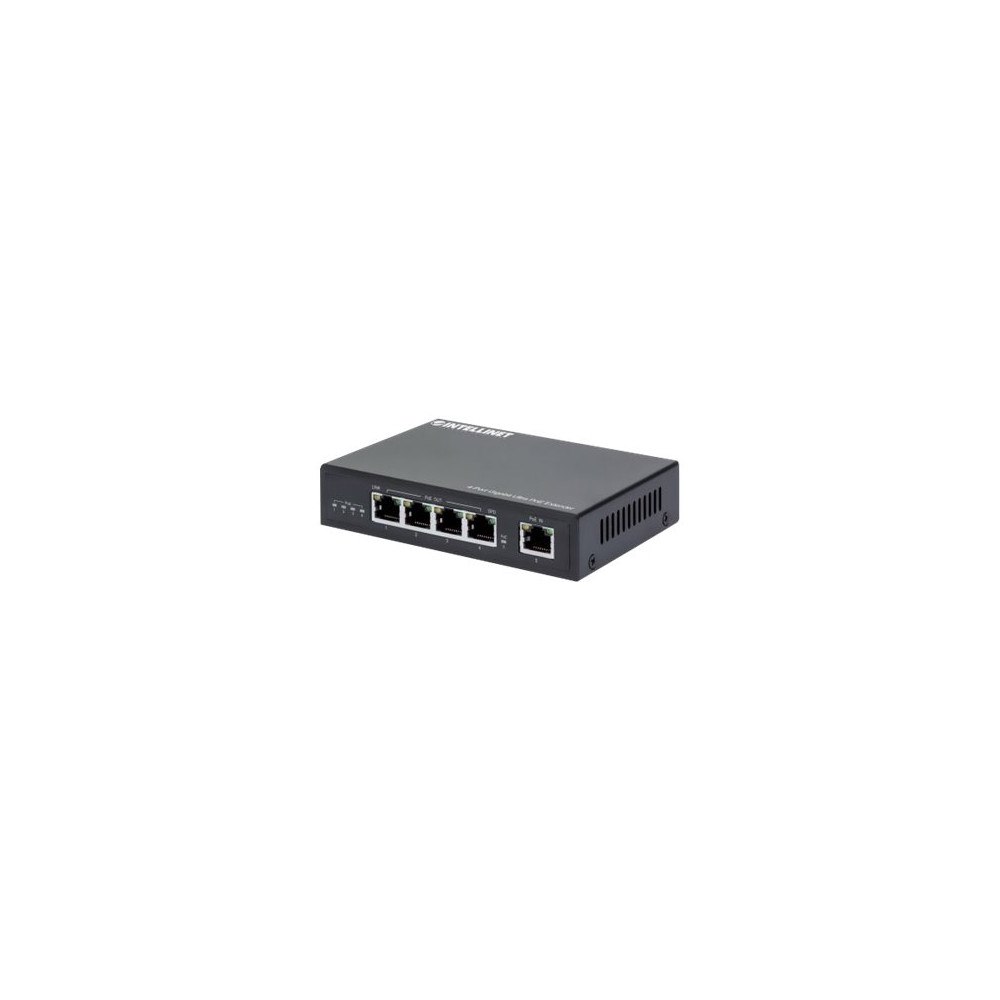 IC Intracom Intellinet 4-Port Gigabit Ultra PoE Extender, Adds up to 100 m (328 ft.) to PoE Range, 90 W PoE Power Budget, Four PSE P...