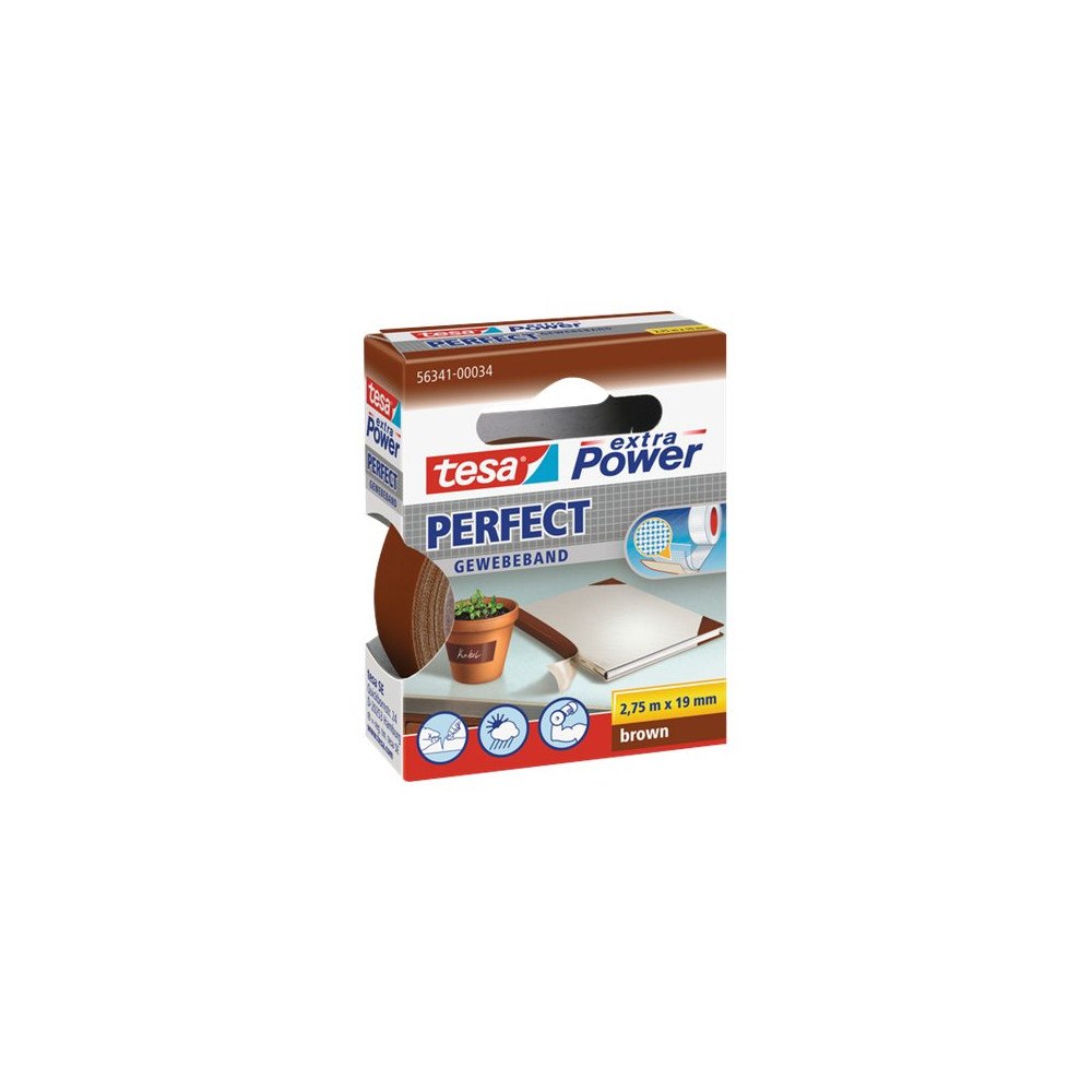 Beiersdorf Tesa extra Power Perfect tygtejp - 19 mm x 2.75 m - brun