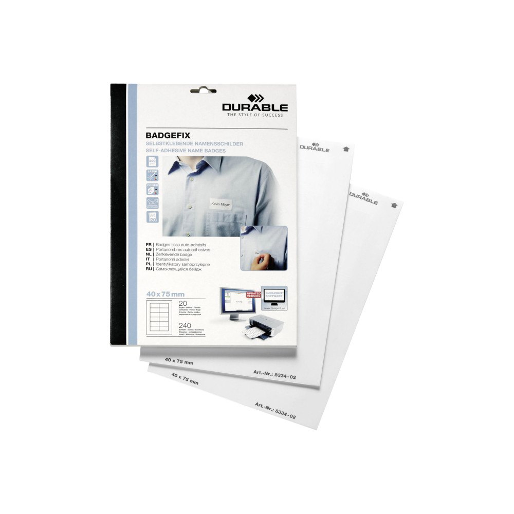 DURABLE Hunke & Jochheim DURABLE BADGEFIX - taggar för namnskylt - silke - 240 rulle (rullar) - 40 x 75 mm