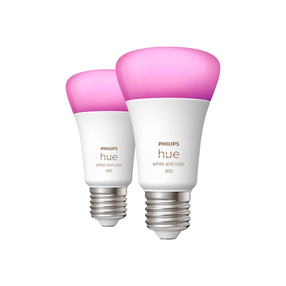 Philips Philips Hue - LED-glödlampa - form: A60 - E27 - 6.5 W - 16 miljoner färger - 2000-6500 K - vit (paket om 2)
