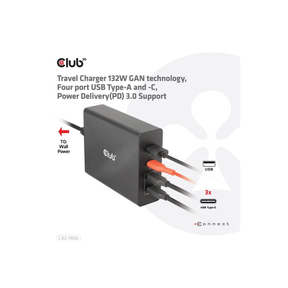 Club 3D Club 3D CAC-1906 - strömadapter - 132 Watt