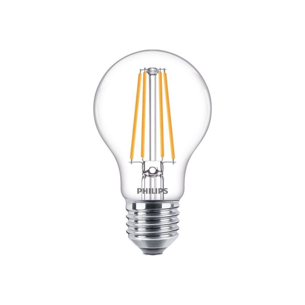 Philips Philips - LED-glödlampa med filament - form: A60 - klar finish - E27 - 8.5 W - varmt vitt ljus - 2700 K (paket om 3)