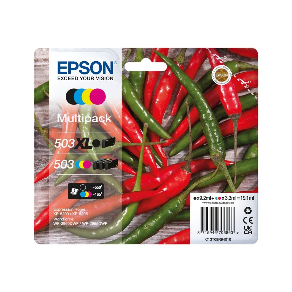 EPSON Epson 503XL Multipack - 4-pack - XL - svart, gul, cyan, magenta - original - bläckpatron