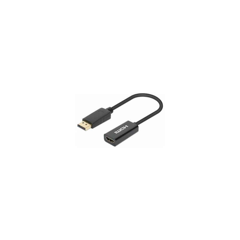 Manhattan Manhattan DisplayPort 1.2 to HDMI Active Adapter, 4K@60Hz, 15cm, Male to Female, DP With Latch, Black, Not Bi-Directiona...